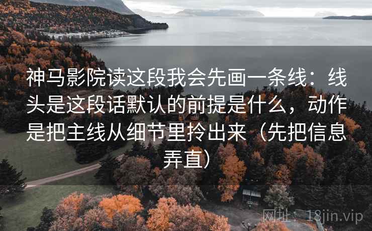 神马影院读这段我会先画一条线：线头是这段话默认的前提是什么，动作是把主线从细节里拎出来（先把信息弄直）